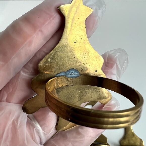 Set of 6 Brass Christmas Tree Napkin Rings Holder Table Decor - Picture 5 of 6